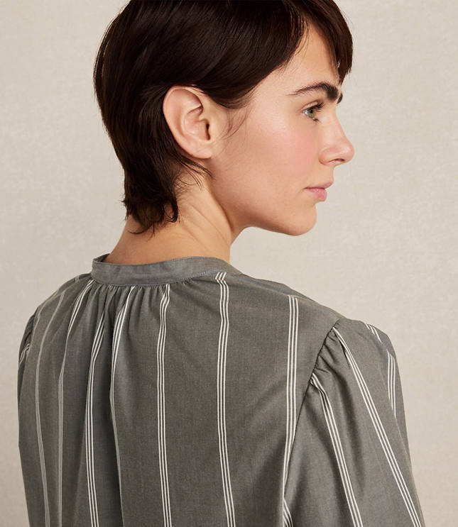 Haven Well Within Organic Cotton Poplin Stripe Long Sleeve Top