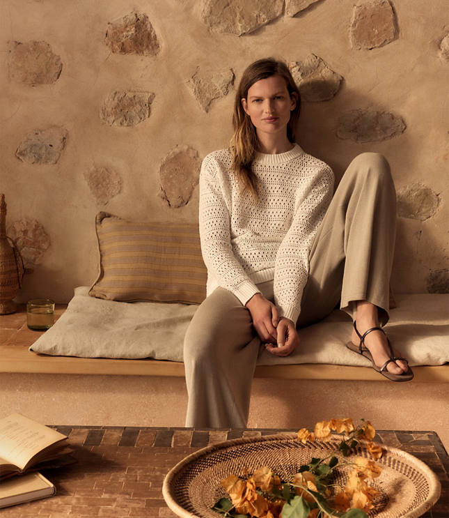 Haven Well Within Cotton Linen Stitched Crewneck