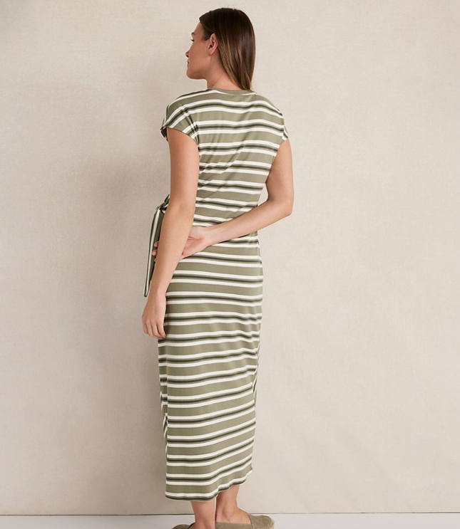 Haven Well Within Organic Cotton Interlock Stripe Midi Knot Dress