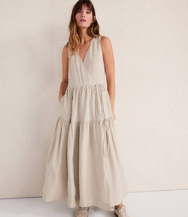 Haven Well Within Everweave Linen Tiered Wrap Dress