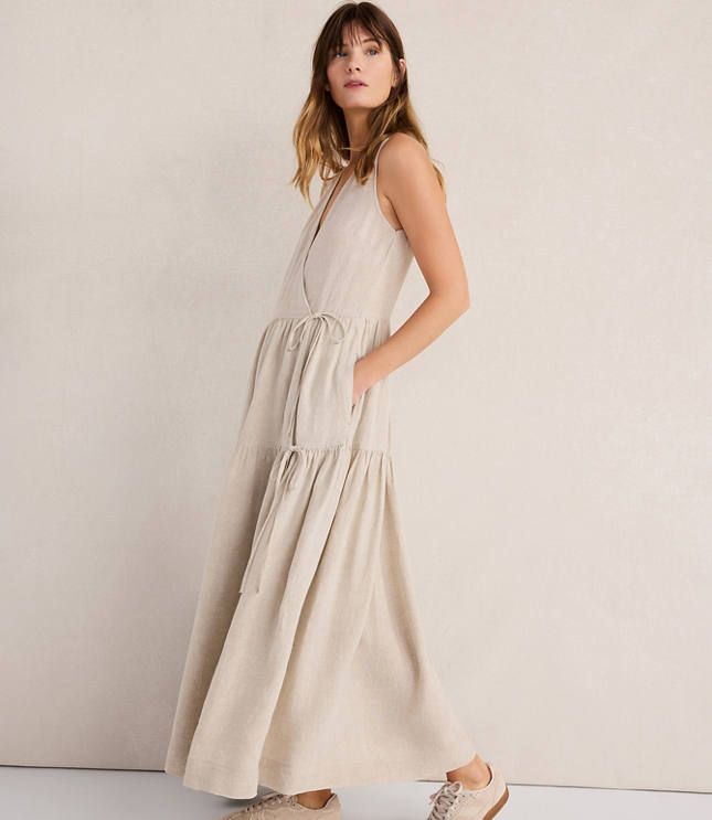 Haven Well Within Everweave Linen Tiered Wrap Dress