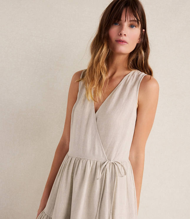 Haven Well Within Everweave Linen Tiered Wrap Dress