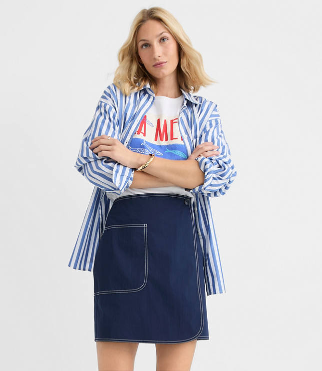 Topstitched Mini Wrap Pocket Skirt carousel Product Image 1
