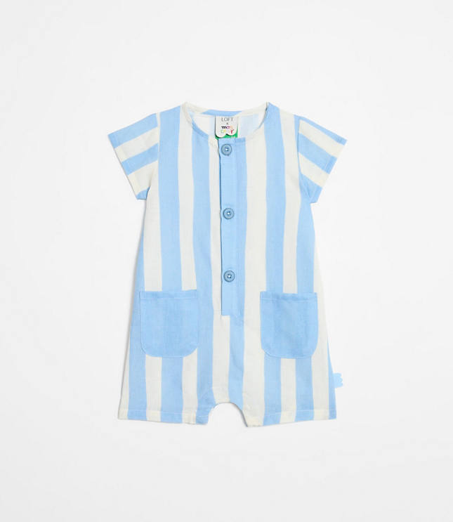 Mon Coeur Linen Blue Cabana Romper