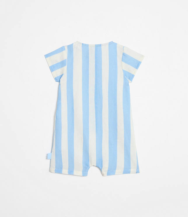 Mon Coeur Linen Blue Cabana Romper