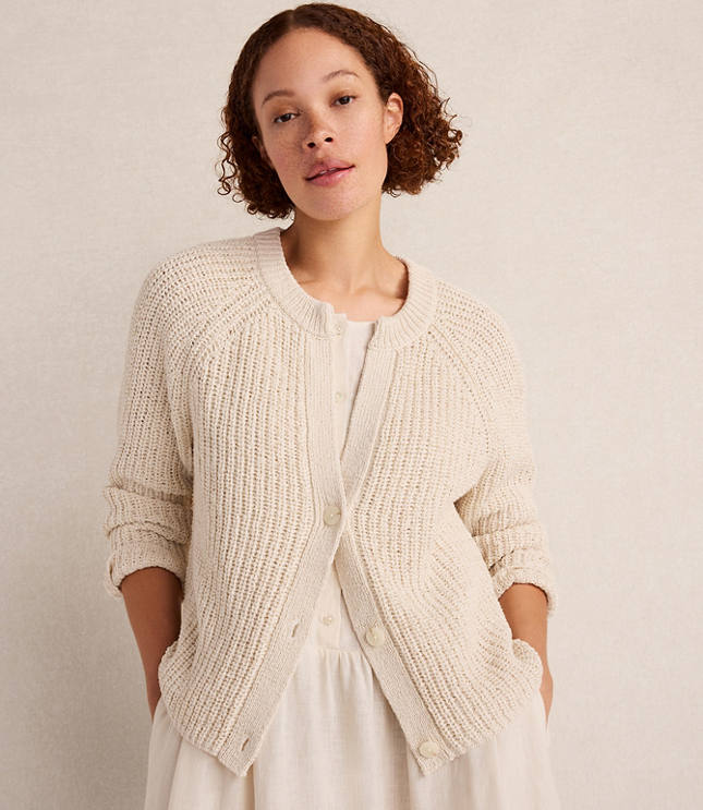 HWW CTTN TAPE DEEP V SHAKER CARDI