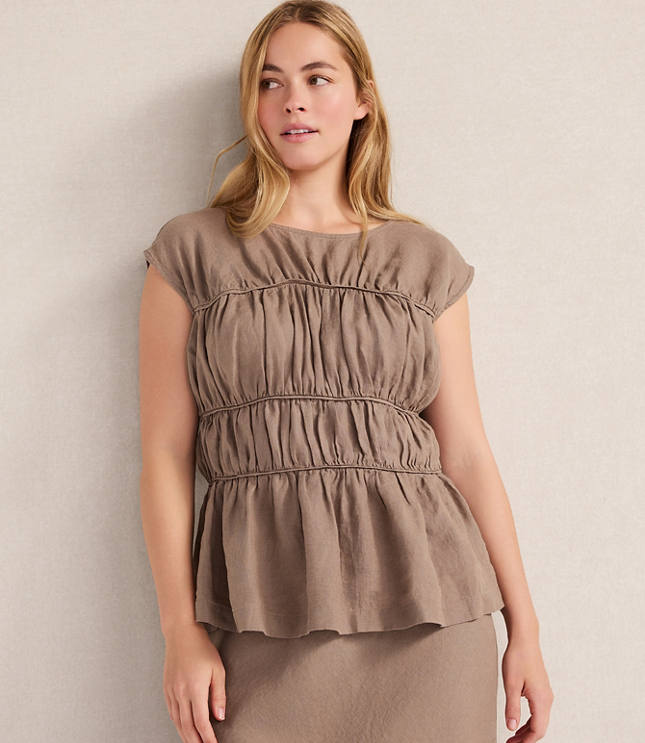 Haven Well Within Linen Shirred Sleeveless Top
