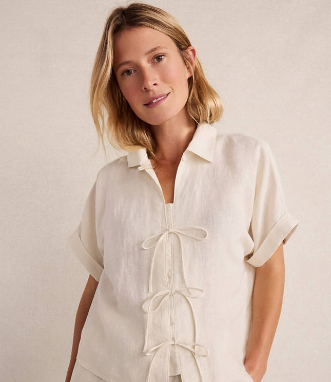 Haven Well Within Linen Tie-Front Top