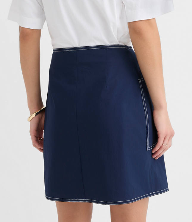 Petite Topstitched Mini Wrap Pocket Skirt carousel Product Image 3