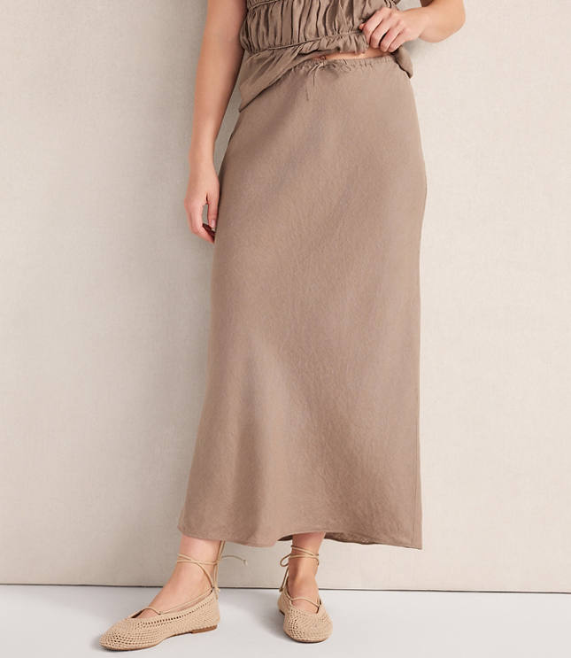 Haven Well Within Linen Bias Cut Midi Skirt