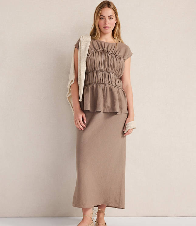 Haven Well Within Linen Bias Cut Midi Skirt