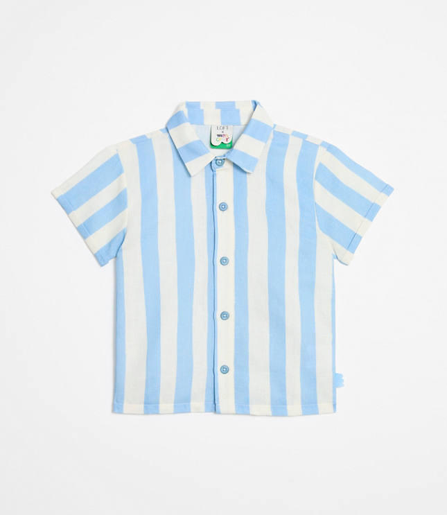 Mon Coeur Linen Blue Cabana Shirt