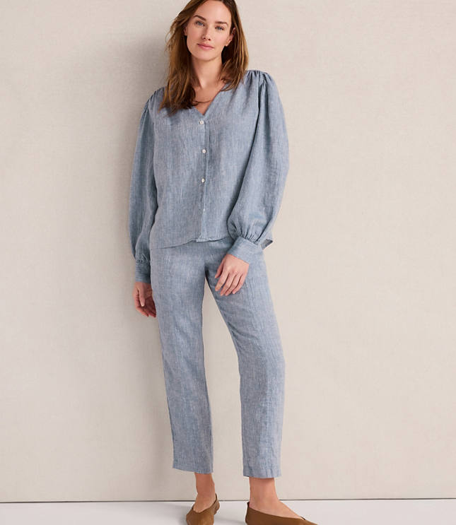 HWW LINEN VNK BLOUSE