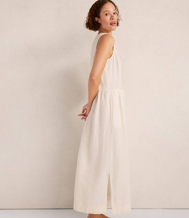 HWW LINEN SLVLS MIDI DRESS W/ PINTUCKS