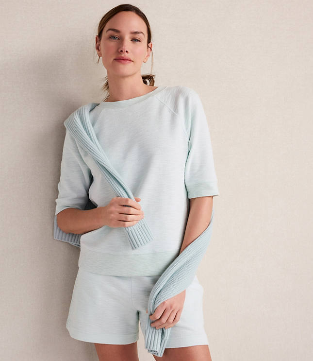 Haven Well Within Organic Cotton Blend Jacquard Raglan Tee - Sea Glass Green