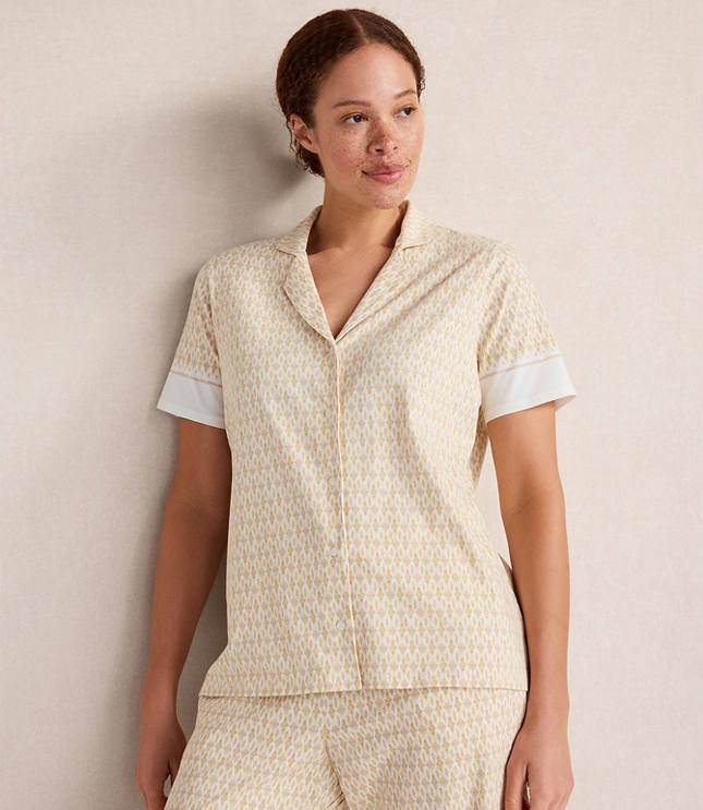 Haven Well Within Organic Cotton Jersey Ikat Foulard Pajama Top