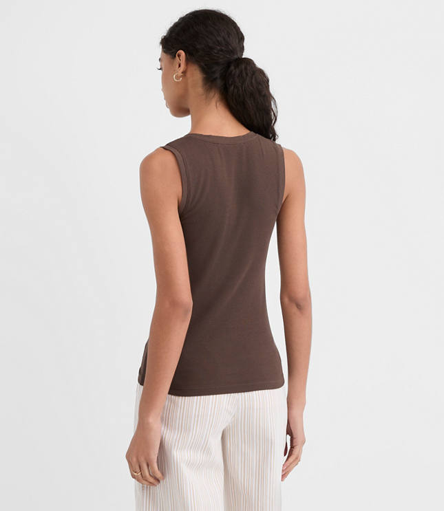 Petite Lace Up Perfect Ribbed Scoop Neck Tank Top carousel Product Image 3