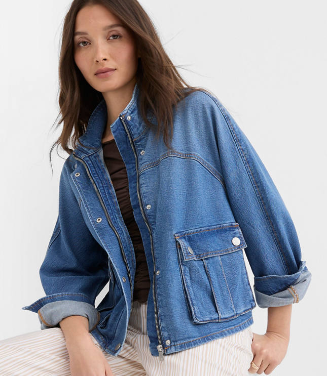 Denim Modern Cargo Jacket in Authentic Indigo