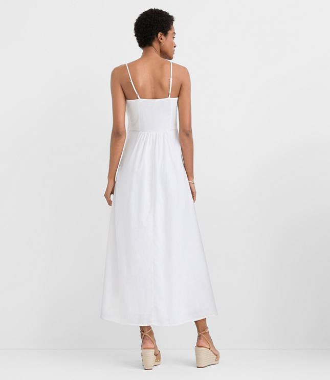 Petite Crochet Linen Cotton Strappy Midi Dress