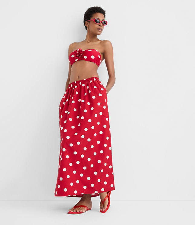 LOFT Beach Polka Dot Rosette Bandeau Bikini Top