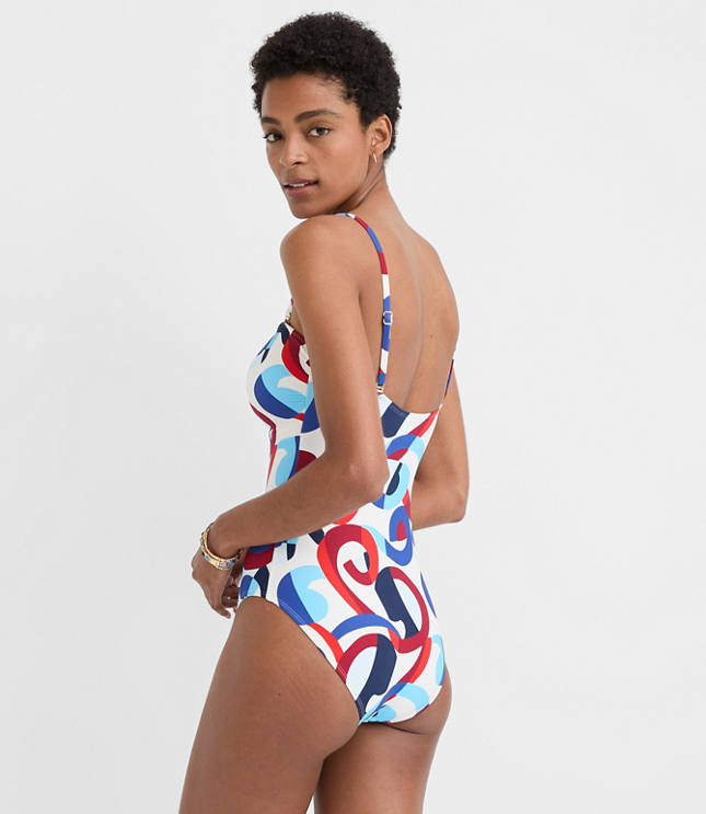 LOFT Beach Swirl Open Ring Bandeau One Piece Swimsuit carousel Product Image 3