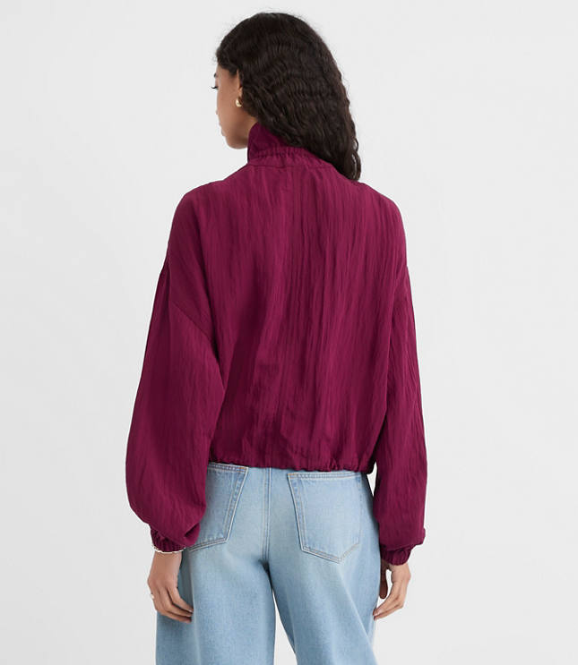 Petite Ruffle Collar Bomber Jacket