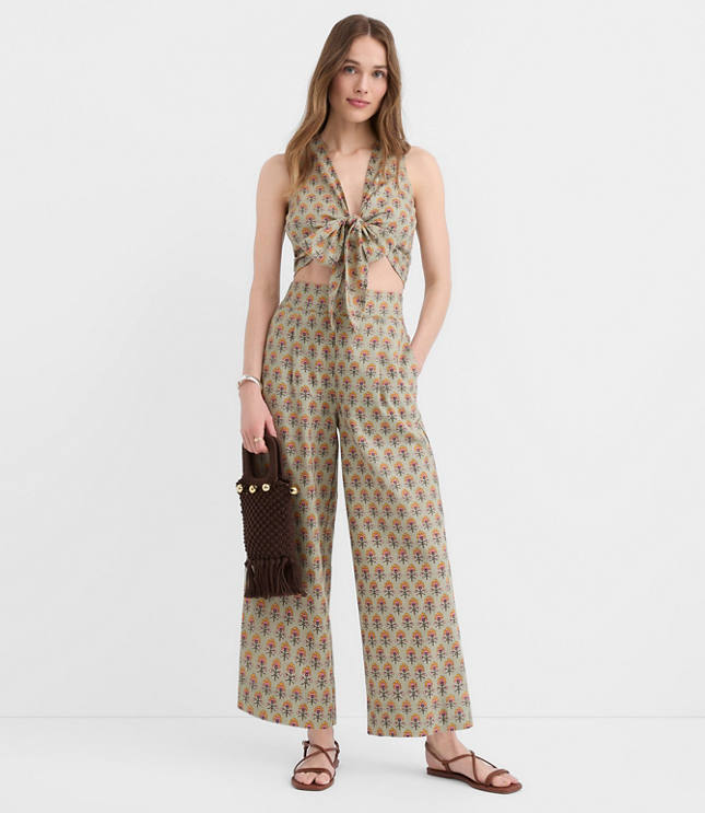 Petite LOFT Beach Garden Linen Cotton Wide Leg Pants