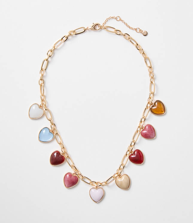 Multicolored Heart Statement Necklace