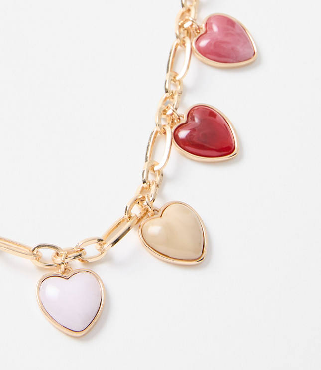 Multicolored Heart Statement Necklace