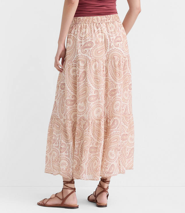 Petite Paisley Tiered Maxi Skirt