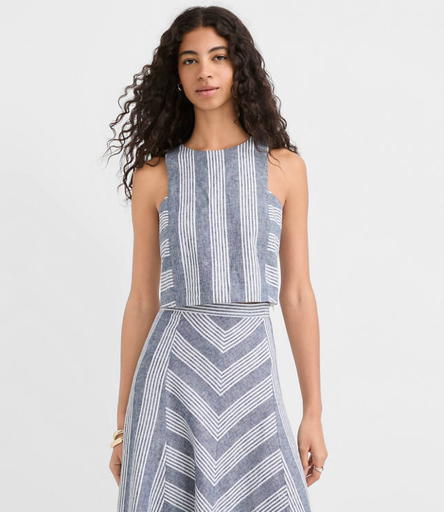 Petite Striped Linen Cotton Shell