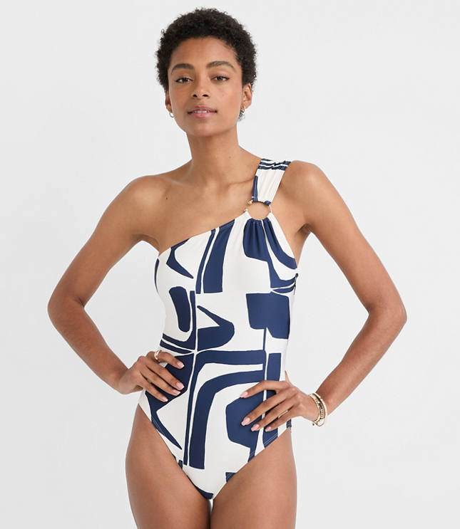 LOFT Beach Geo Ring Asymmetric One Piece Swimsuit carousel Product Image 1