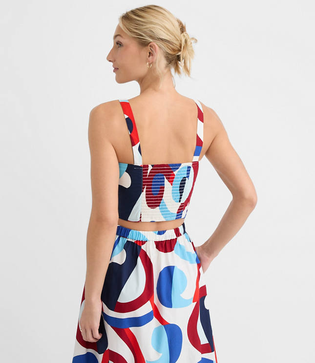 Petite LOFT Beach Swirl Poplin Crop Top carousel Product Image 3