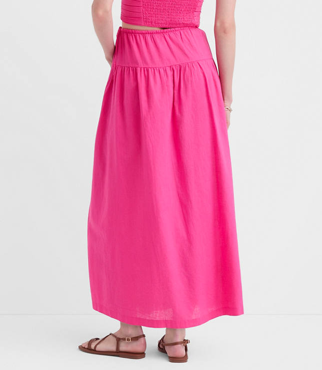 Petite LOFT Beach Linen Cotton Drawstring Maxi Pocket Skirt