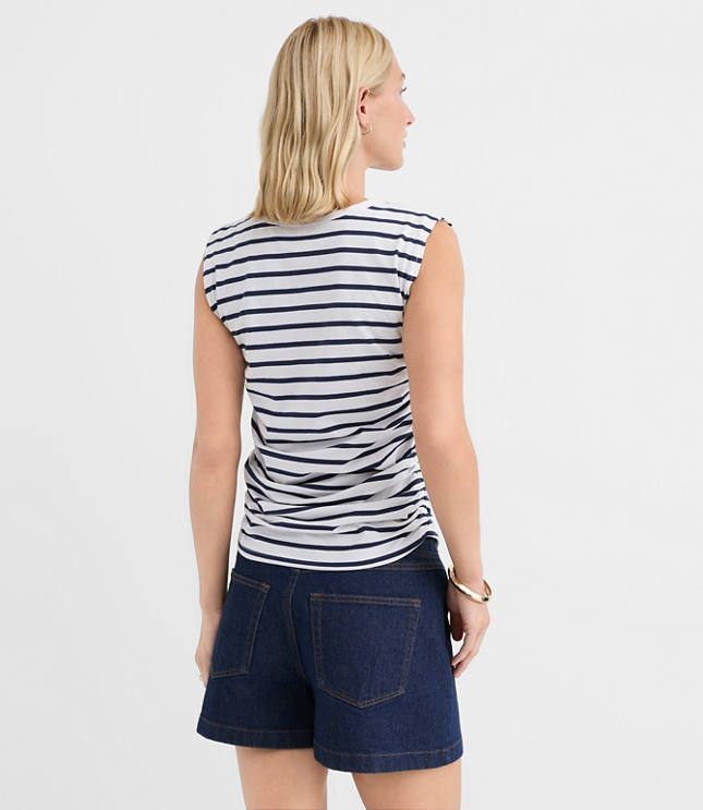 Petite Stripe Ruched Tank Top