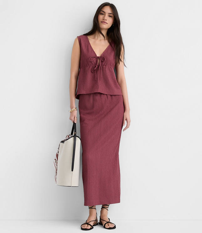 Textured Column Midi Skirt