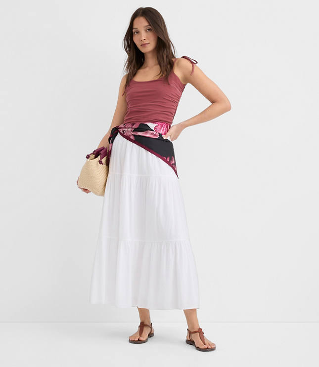 【Reha.】Tuck Maxi Skirt Jacinda Cotton Maxi Skirt - White | MESHKI US