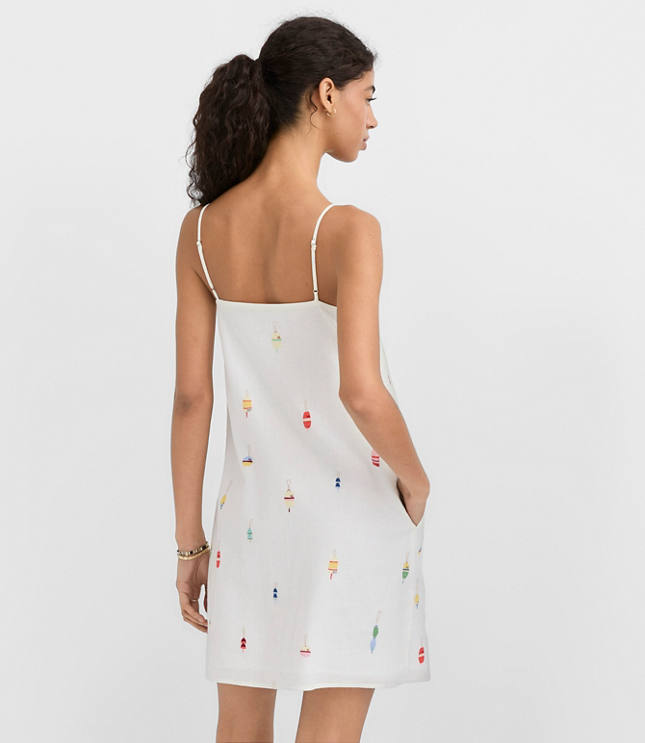 Petite Nautical Linen Cotton Strappy Mini Pocket Dress carousel Product Image 3