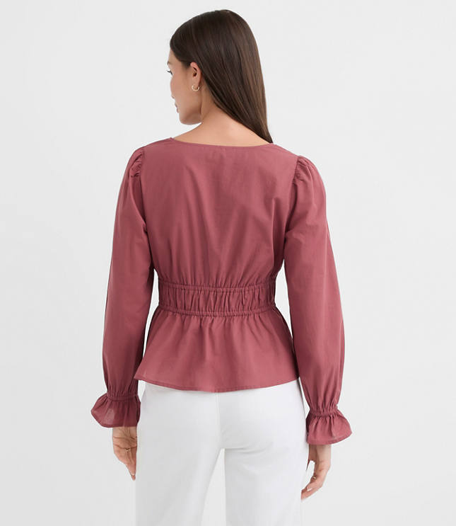 Tie Waist V-Neck Blouse