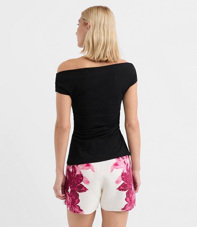 Petite Slit Ruched Off The Shoulder Top