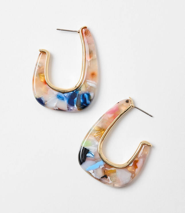 Multicolored Tortoiseshell Print Hoop Earrings