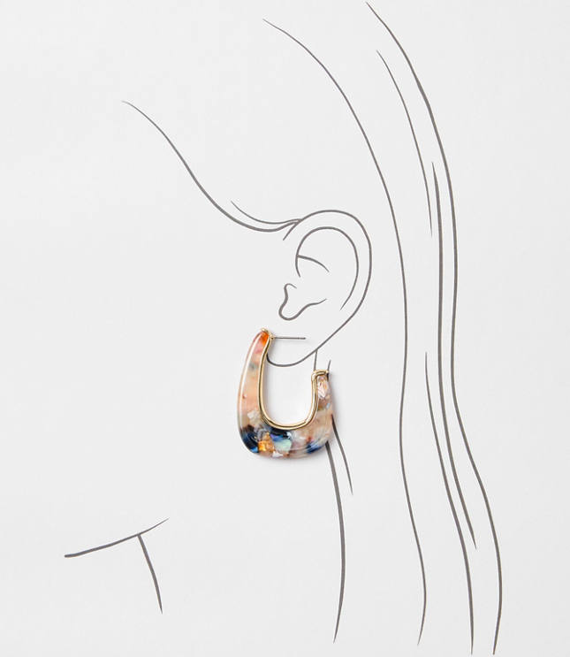 Multicolored Tortoiseshell Print Hoop Earrings