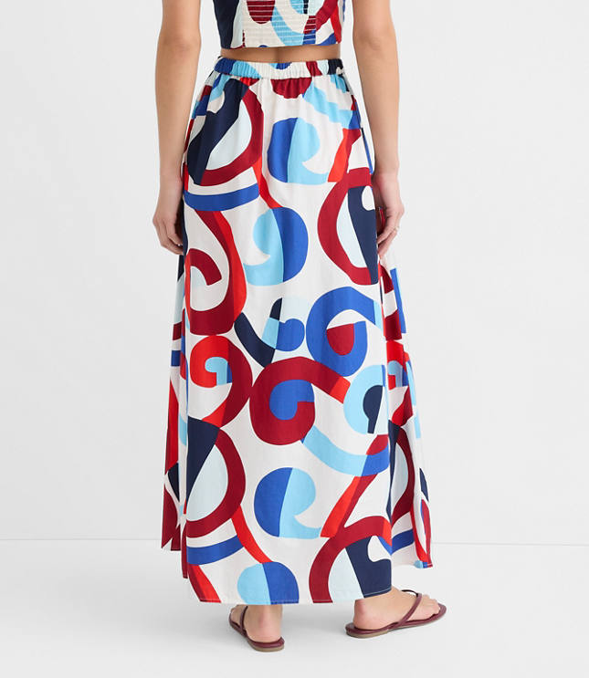 Petite LOFT Beach Swirl Poplin Maxi Pocket Skirt carousel Product Image 3