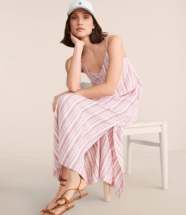 Petite Lou & Grey Striped Linen Cotton Cami Maxi Pocket Dress carousel Product Image 1