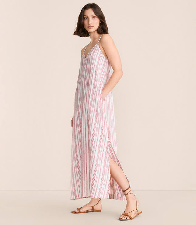 Petite Lou & Grey Striped Linen Cotton Cami Maxi Pocket Dress carousel Product Image 2