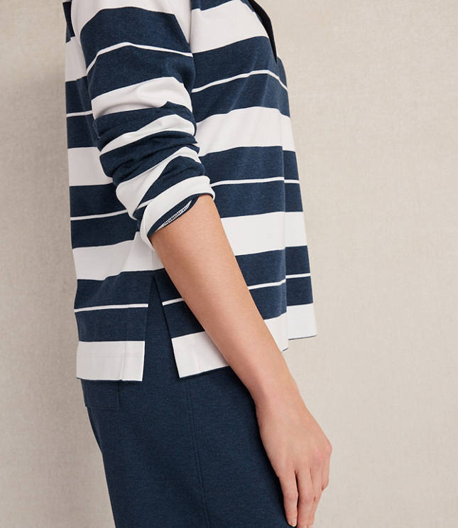 Haven Well Within Organic Cotton Interlock Stripe Johnny Collar Top