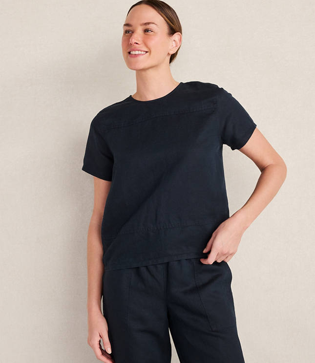 Haven Well Within Linen Blend Dobby Short Sleeve Top