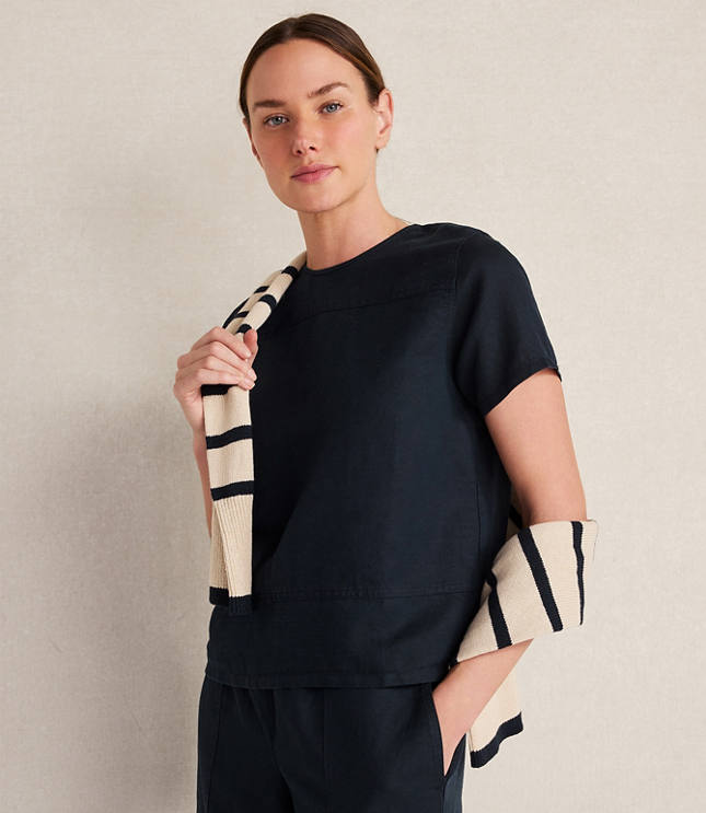 Haven Well Within Linen Blend Dobby Short Sleeve Top