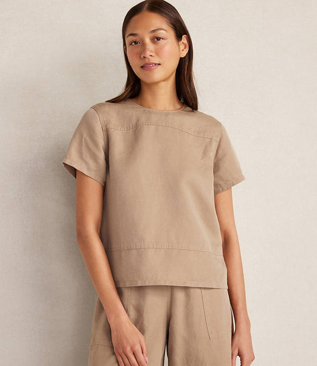 Haven Well Within Linen Blend Dobby Short Sleeve Top
