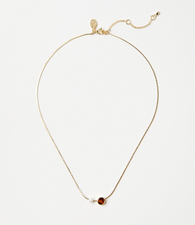 Tortoiseshell Print Delicate Charm Necklace